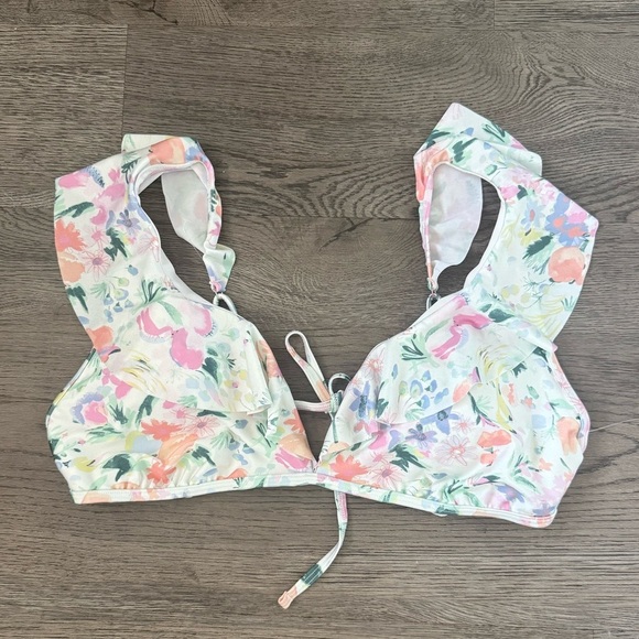 Abercrombie‎ & Fitch x Trevor Project Bikini Top SizeXXL Floral Ruffle Swim NWOT - Picture 2 of 7